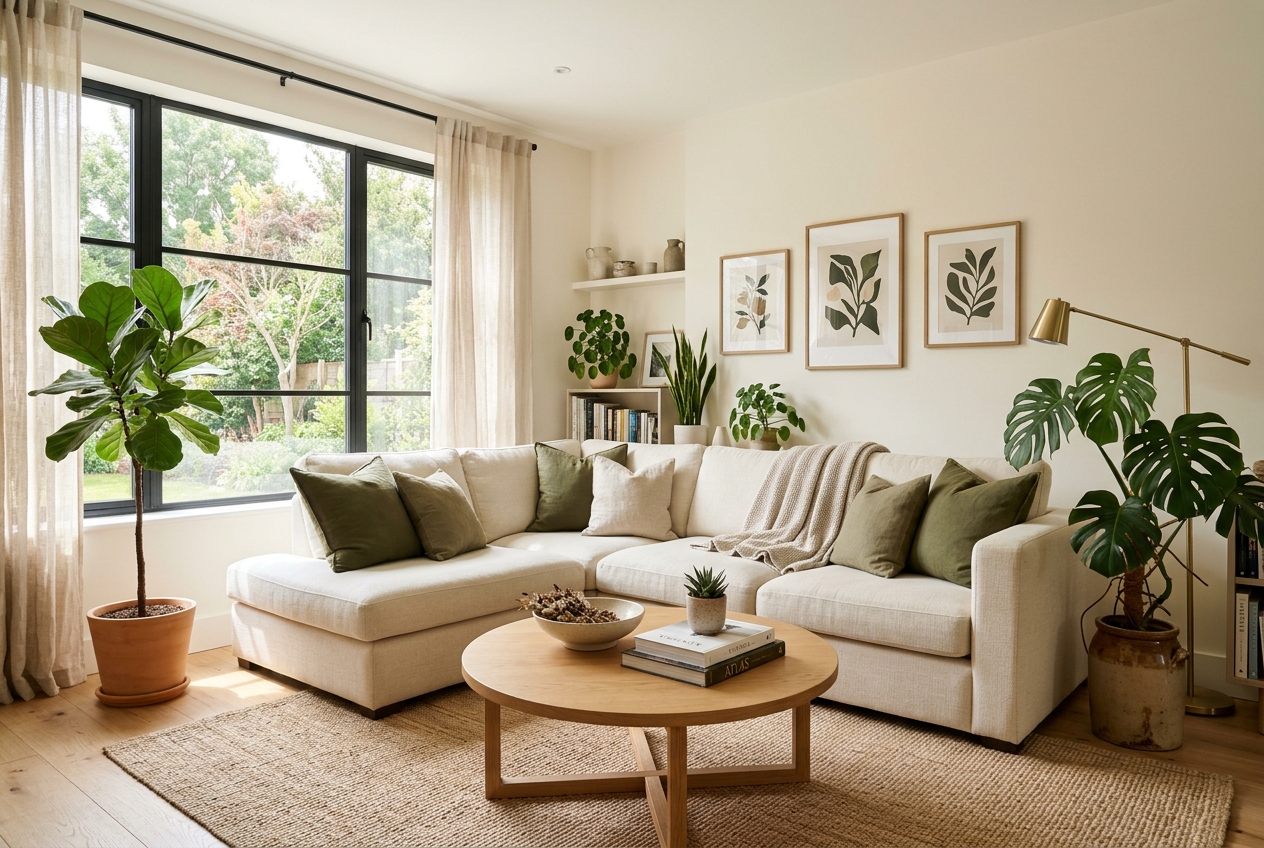 General Home Cleaning - Bright cozy modern living room